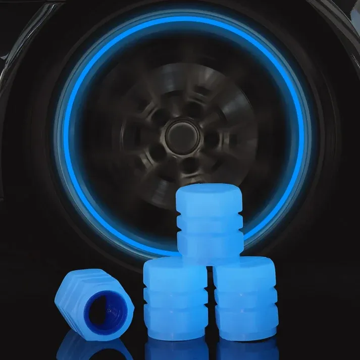 PACK OF TWO Glow in The Dark Tire Valve Caps Fluorescent Stem Car Universal Air Cap Auto Covers Cars Motorcycles SUV Trucks Bikes Accessories ( Random Colors ) View Gallery - Pakistan
