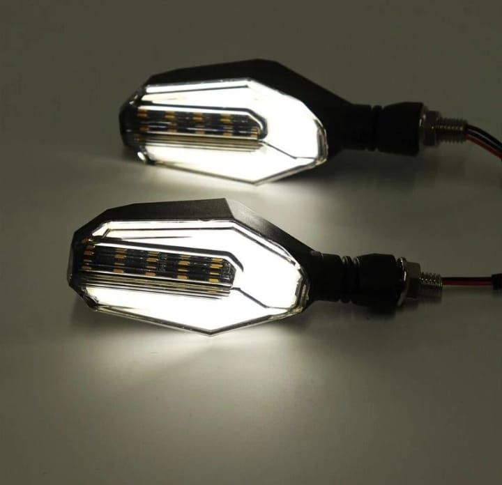 4Pcs Motorbike Universal LED Indicator With  DRL And Yellow Parking Light For all bikes (Random Color) View Gallery - Pakistan