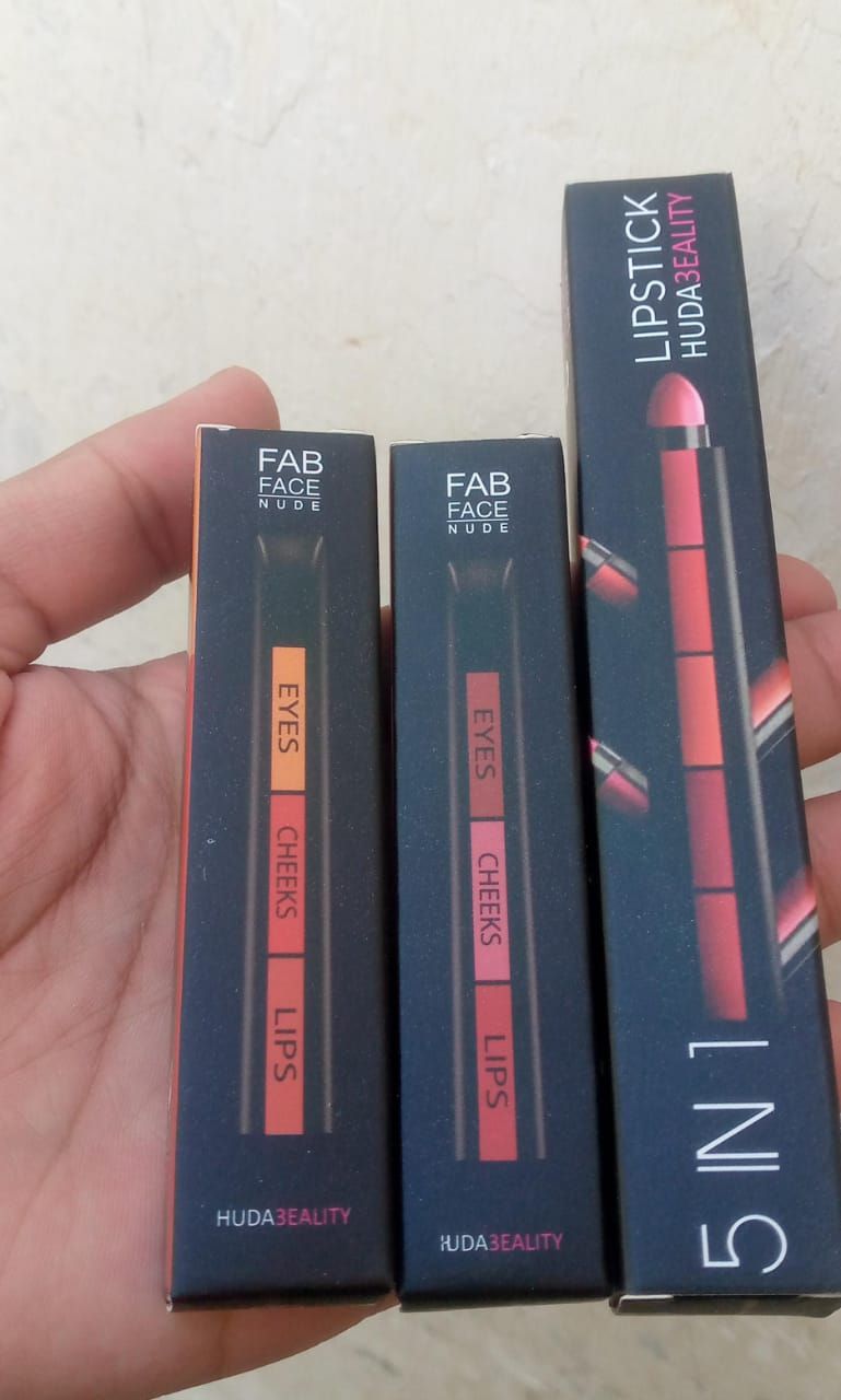 2 in 1 Combo  HUDA  Beauty  Professional  Eyes Cheeks Lips (Lipsticks) View Gallery - Pakistan