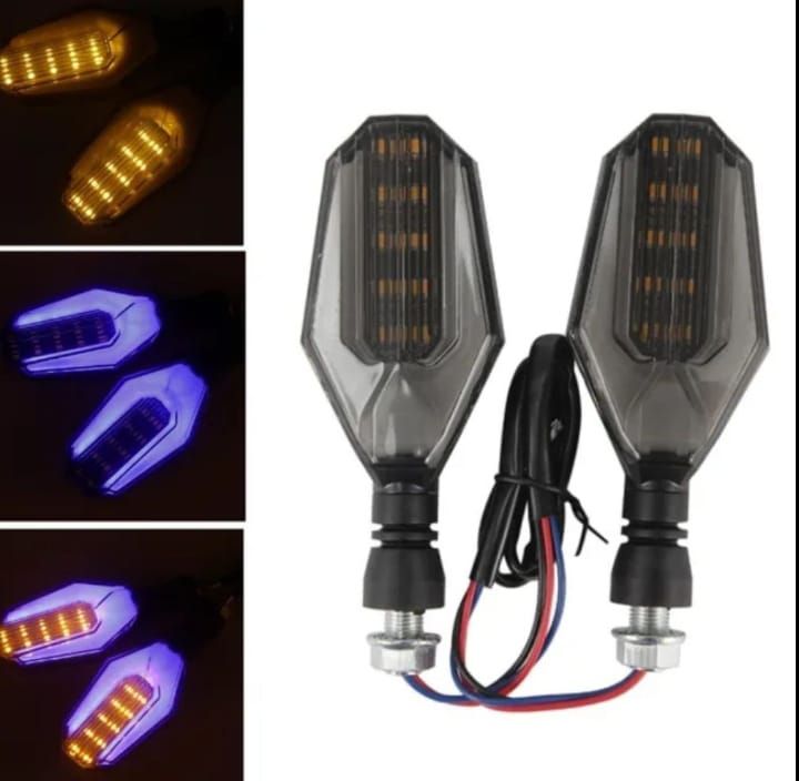 2Pcs Motorbike Universal LED Indicator With  DRL And Yellow Parking Light For all bikes (Random Color)