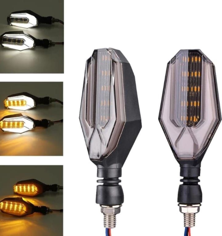 2Pcs Motorbike Universal LED Indicator With  DRL And Yellow Parking Light For all bikes (Random Color) View Gallery - Pakistan