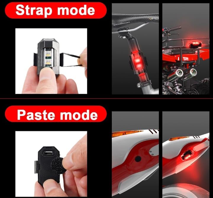 Universal Led Aircraft Strobe Lights Motorcycle Anti Collision Warning Light with USB Charging 7Colors Turn Signal Indicator View Gallery - Pakistan