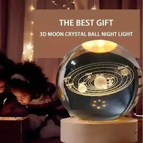 3D Galaxy Solar System Crystal Ball Night Light with Wooden Base for Boys and Girls View Gallery - Pakistan