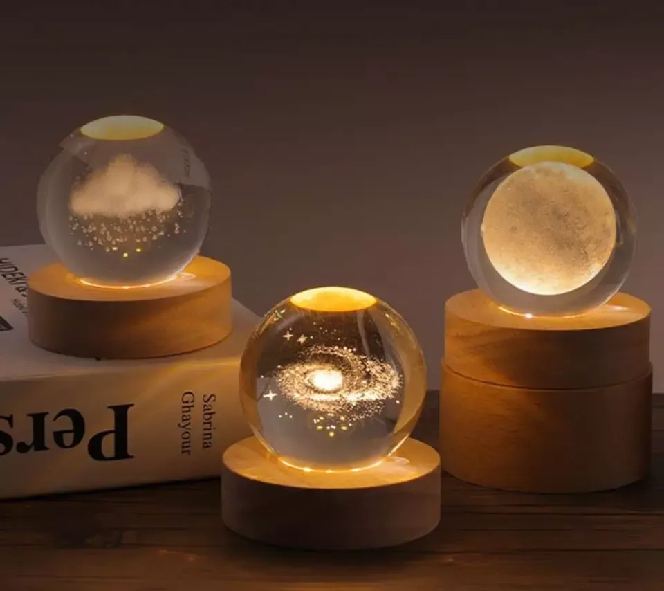 3D Galaxy Solar System Crystal Ball Night Light with Wooden Base for Boys and Girls View Gallery - Pakistan