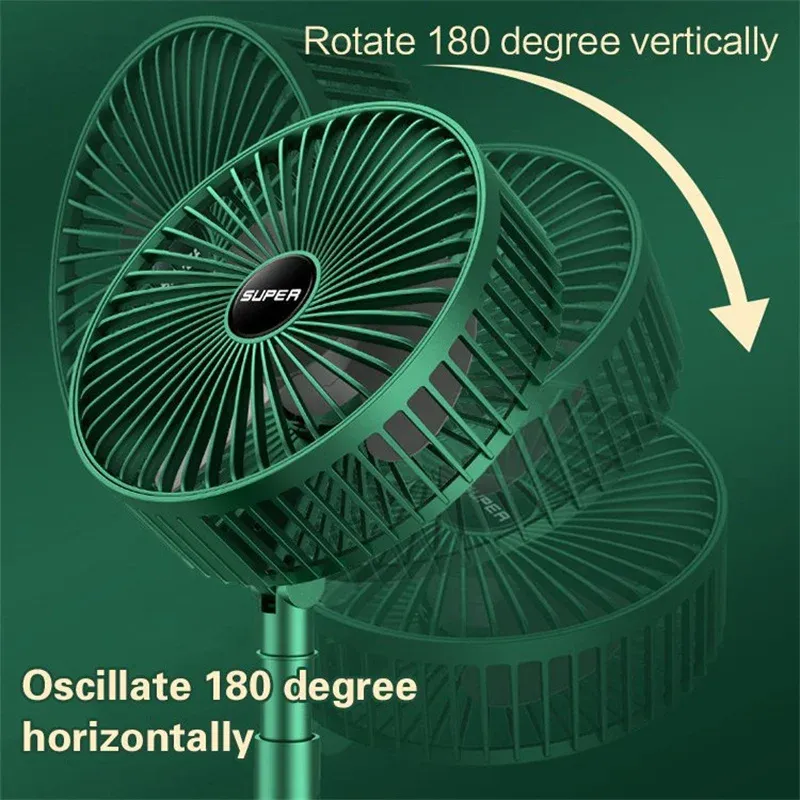 Portable Rechargeable Telescopic Folding Fan | USB Foldable | Table Desk Fan | Telescopic Design Floor | 3 Speeds Rechargeable, Foldable, Adjustable height Fan(random color ) View Gallery - Pakistan