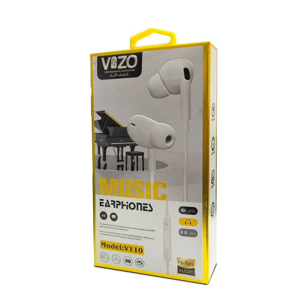 VIZO V110 Super Bass Hand free | Wired In Ear Phones for Men and Women | Best Quality Earphone - Hands-Free For Mobile Mobile Phone - Hands-Free For Android View Gallery - Pakistan
