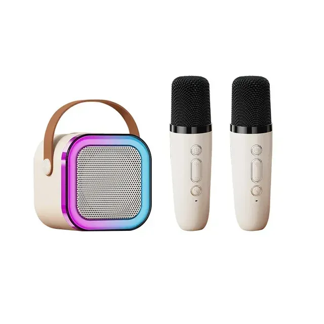 Mini Portable Karaoke Bluetooth Speaker with 2  Mike Audio Integrated Microphone Home Karaoke Wireless Bluetooth Speaker(Random Color) - Online Shopping in Pakistan - BUNDLIV