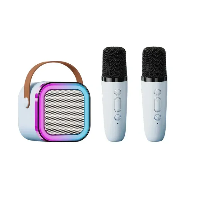 Mini Portable Karaoke Bluetooth Speaker with 2  Mike Audio Integrated Microphone Home Karaoke Wireless Bluetooth Speaker(Random Color) View Gallery - Pakistan