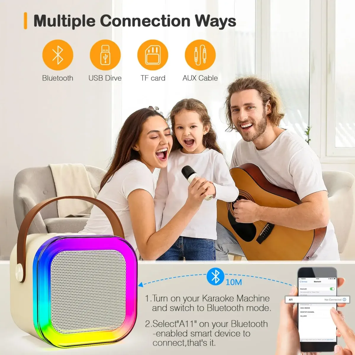 Mini Portable Karaoke Bluetooth Speaker with 2  Mike Audio Integrated Microphone Home Karaoke Wireless Bluetooth Speaker(Random Color) View Gallery - Pakistan