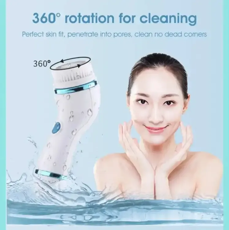 Cnaier 4 in 1 Electric Cleanser | Facial Cleansing Brush &amp; Massager - Face Brush Set | Electric Rotating Face Scrubber for Deep Cleaning, Exfoliating, Blackhead Removing AE-8286 View Gallery - Pakistan