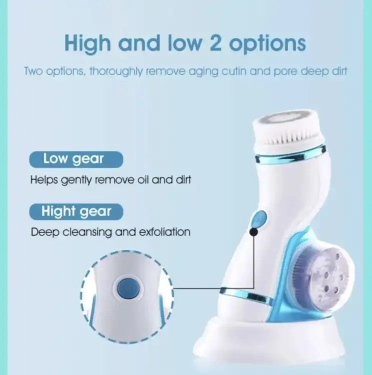 Cnaier 4 in 1 Electric Cleanser | Facial Cleansing Brush &amp; Massager - Face Brush Set | Electric Rotating Face Scrubber for Deep Cleaning, Exfoliating, Blackhead Removing AE-8286 View Gallery - Pakistan