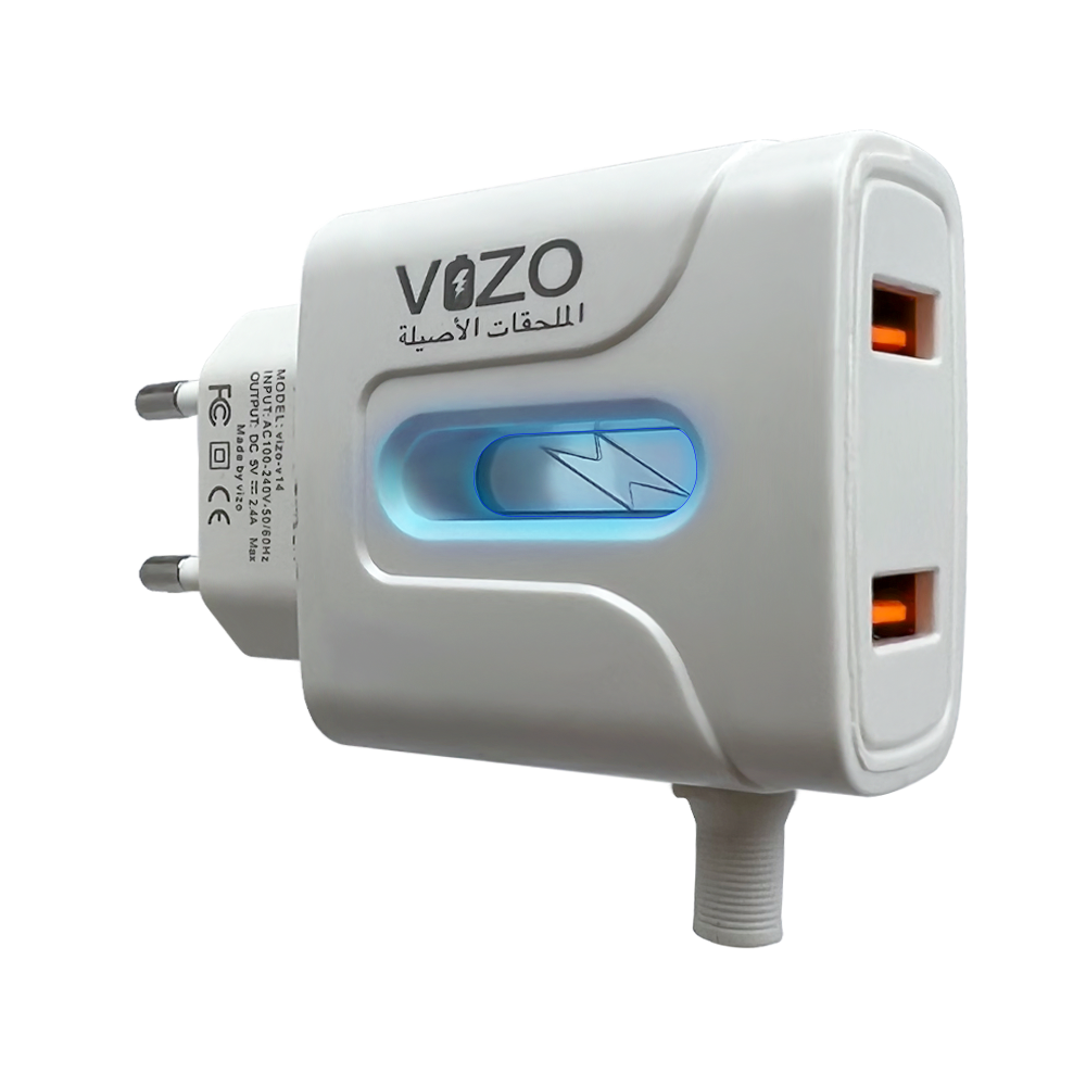 VIZO V14 Fast Charger 2.8A With Copper Connector | Android Mobile Phone Charging Adapter with Usb Data cable View Gallery - Pakistan