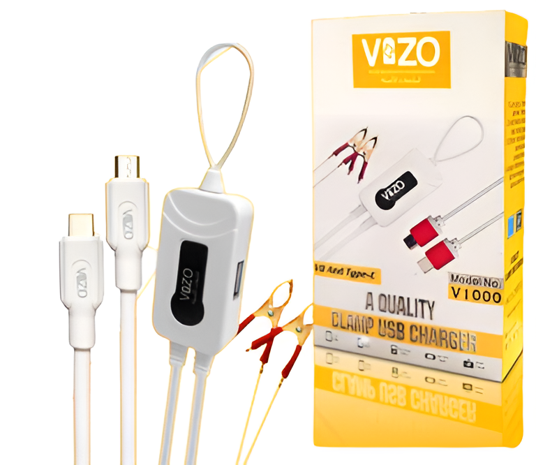 4 in-1 Charger V1000 CLAMP USB Charger | Data Charging Cable for android mobile phones View Gallery - Pakistan