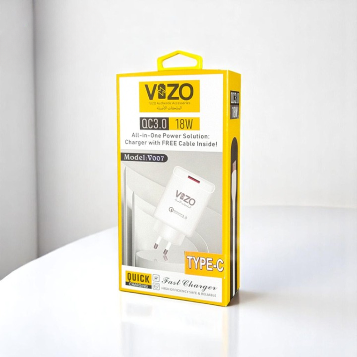V007 – Type-C Fast Charger | Vizo V007 Type-C Charger | Charger For Android | Mobile Phone Charger - 18W View Gallery - Pakistan