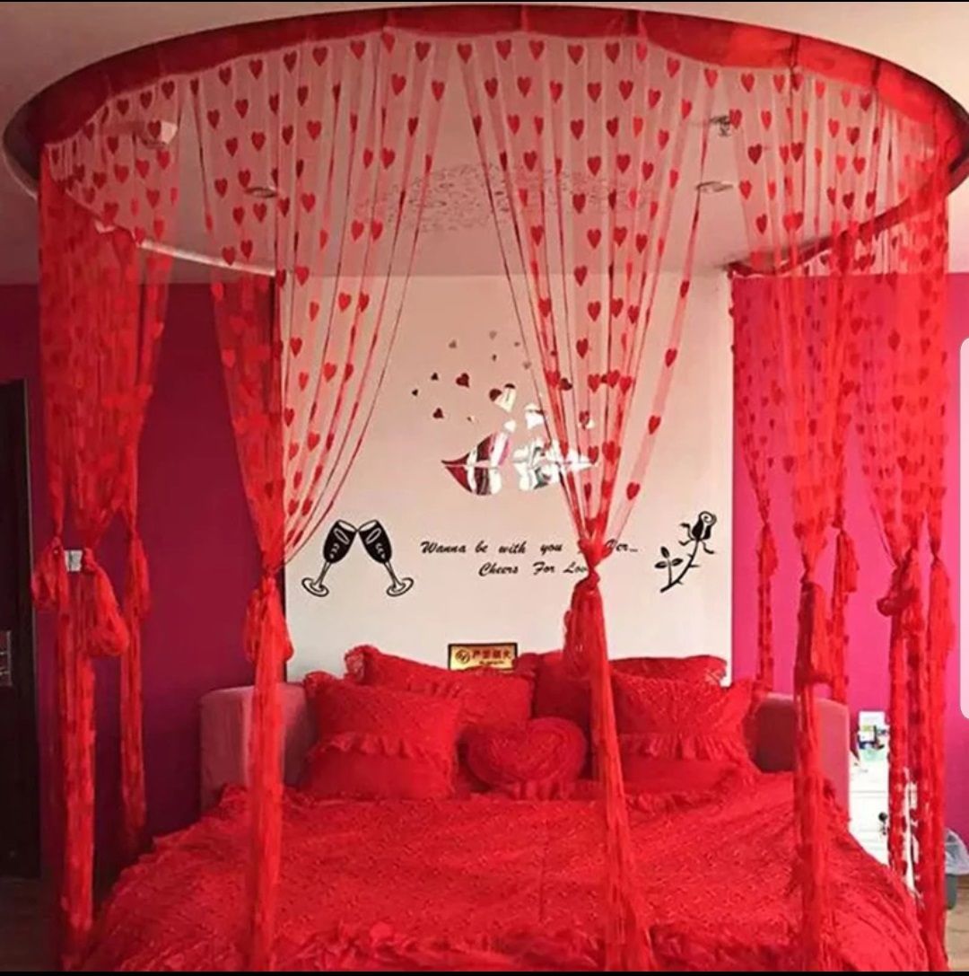 Red Heart Wire String Blinds Curtain View Gallery - Pakistan