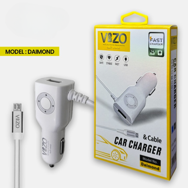 Diamond Car Charger with Built-in Micro Cable &amp; LED Light | Car Charger - Micro Cable Charger  View Gallery - Pakistan