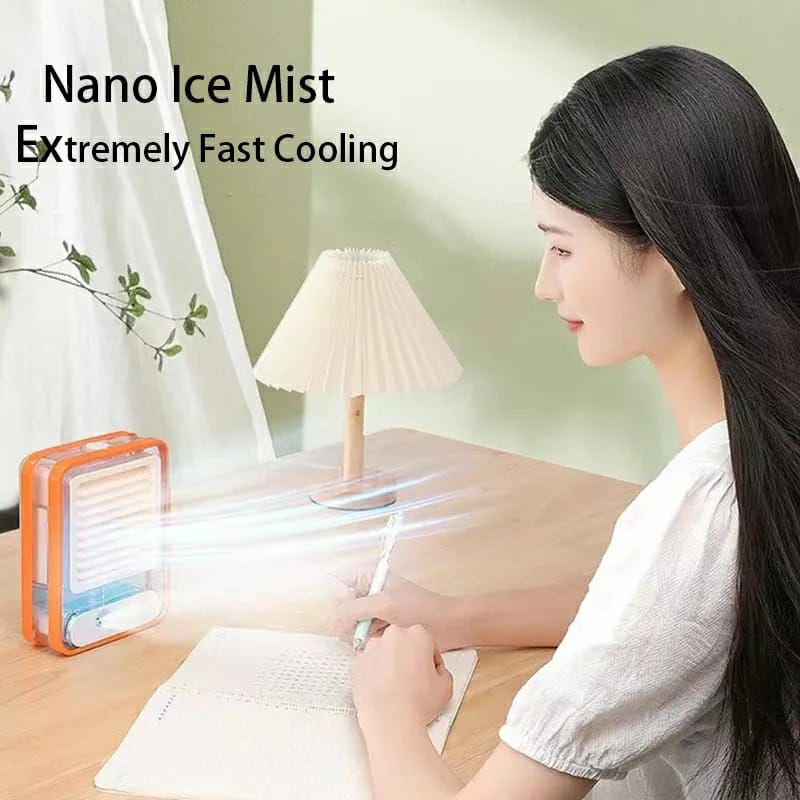 Portable Desktop Air Conditioner USB Mini Air Cooler Fan Water Cooling Fan with 3 Speed Spray Humidifier Purifier for Car Home Rechargeable (random color) View Gallery - Pakistan