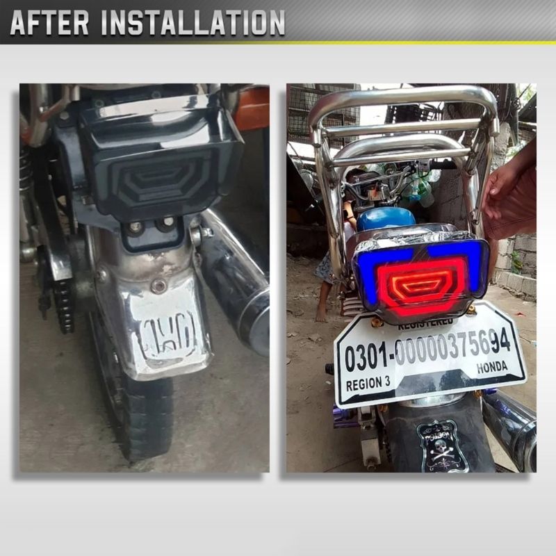 Motorcycles Bike Fancy Tail Light 70cc And 125cc LED Fancy Tail Light Stop Turn Signal with Scanning Dynamic Animation Breathing DRL View Gallery - Pakistan