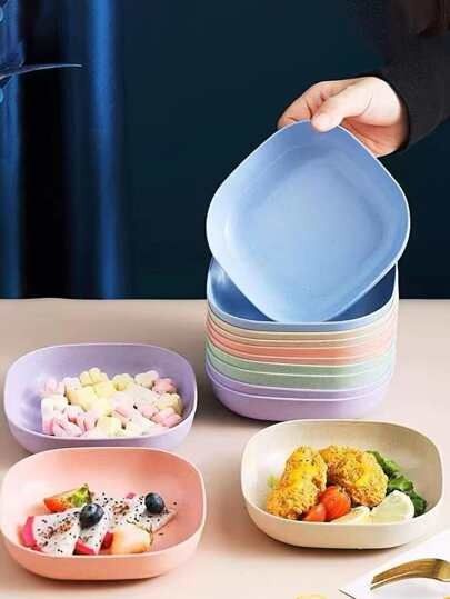 10Pcs Multi-function Eco-Friendly Colored Plastic Bone Dish Household 6 Inch Small Plate Small Dish Snack Cake Plate Table Garbage Plate Kitchen Accessories (Random Colours) View Gallery - Pakistan