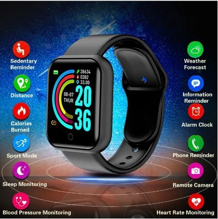 D20 Ultra Smart Watch Heart Rate Blood Pressure Oxygen Reloj Intelligent Smart Bracelet(random color) View Gallery - Pakistan