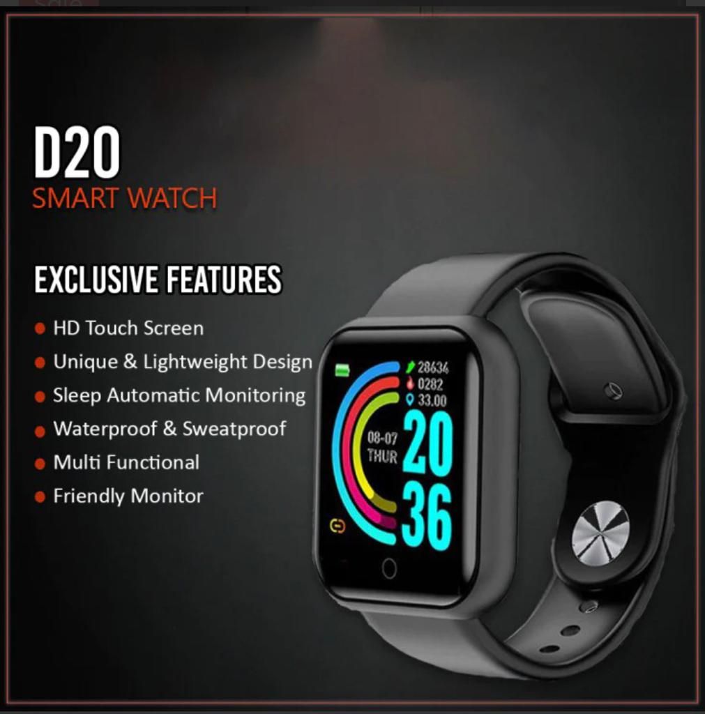 D20 Ultra Smart Watch Heart Rate Blood Pressure Oxygen Reloj Intelligent Smart Bracelet(random color) View Gallery - Pakistan