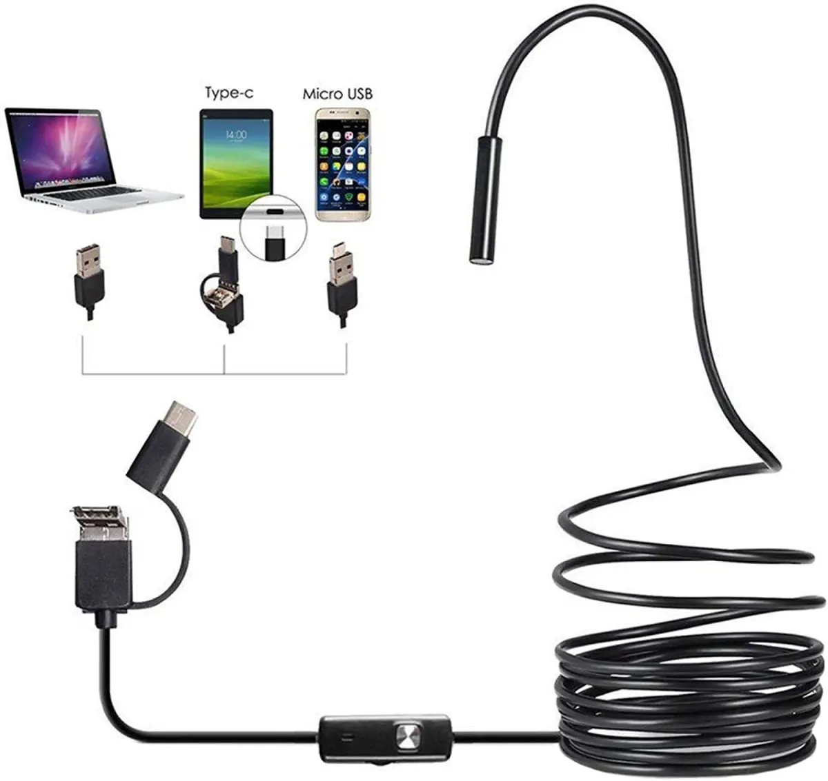 Professional 4 In 1 Type C/ Micro Usb/ Pc Endoscope Camera 3.5m View Gallery - Pakistan