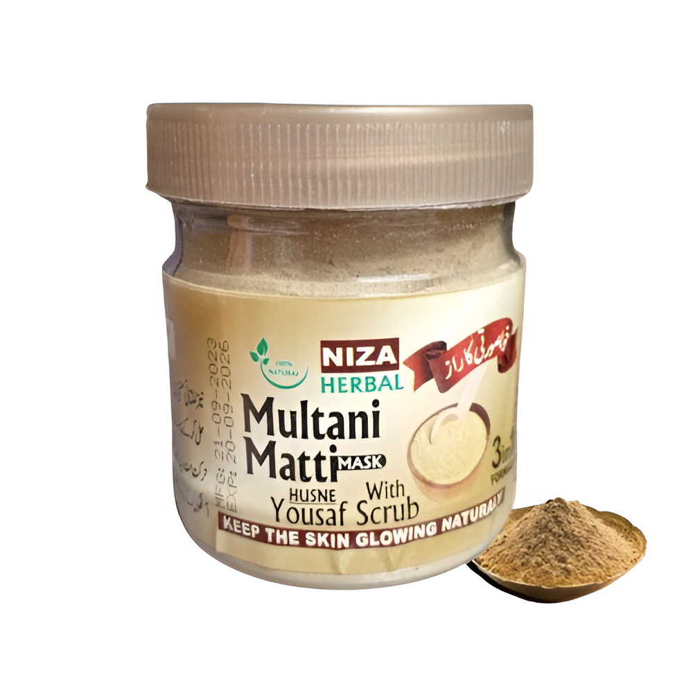 Pack of 2 Multani mitti with ark e gulab and husn- yousaf herbal ingredients (20g) View Gallery - Pakistan