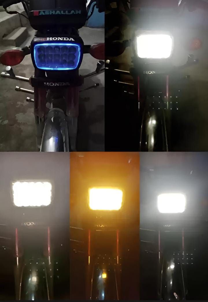 5 function led headlight 15 led white and Fog light  high beam 15 led fog bike headlight for 70 &amp; 125/All functions led light View Gallery - Pakistan