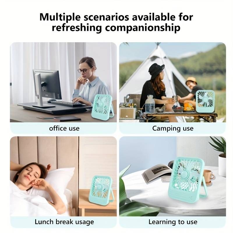 Quite Hanging Desk Fan, Mini USB Rechargeable Fan, Quiet Mini Desktop Cooling Fan for Indoor Outdoor(random color ) View Gallery - Pakistan