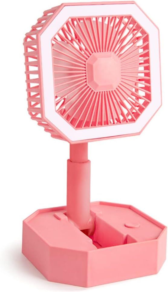 Portable Folding Fan | Desktop Fan Retractable Adjustable Table Cooling Plastic Fan | Summer Outdoor Indoor Work Personal with Night Light (Random Colors) View Gallery - Pakistan