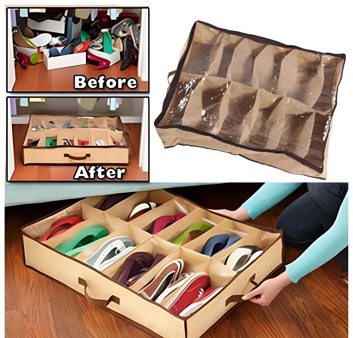 Shoe Organizer Closet/Under Bed Storage | Shoe under best quality imported with box View Gallery - Pakistan
