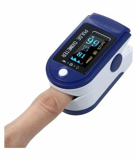 Pulse Oximeter Fingertip Monit Blood Oxygen Saturation (SpO2) and Pulse Rate Monitors- Portable Single Color LED Display [Battery Included] View Gallery - Pakistan