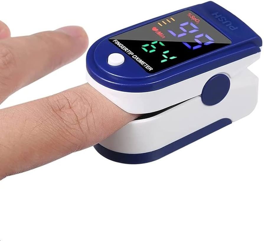 Pulse Oximeter Fingertip Monit Blood Oxygen Saturation (SpO2) and Pulse Rate Monitors- Portable Single Color LED Display [Battery Included] View Gallery - Pakistan