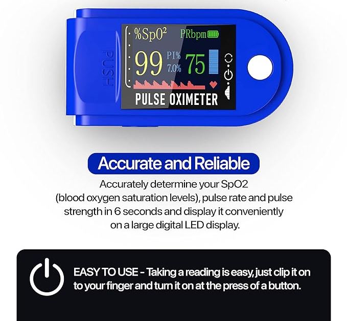 Pulse Oximeter Fingertip Monit Blood Oxygen Saturation (SpO2) and Pulse Rate Monitors- Portable Single Color LED Display [Battery Included] View Gallery - Pakistan