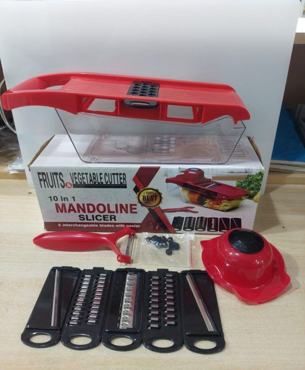 10 in 1 Mandoline Multi-functional Vegetable CUTTER | Manual Potato Peeler, Carrot, Cheese, Grater Dicer (random color) View Gallery - Pakistan