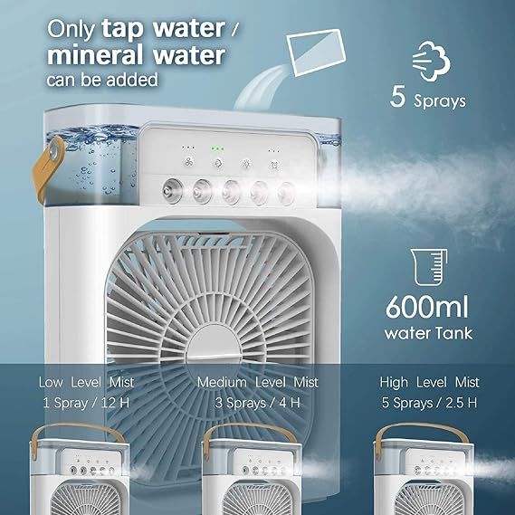 Mini air cooling fan multifunction usb new household  portable air conditioner humidifier strong wind | protable fan | portable air cooler (random color) View Gallery - Pakistan