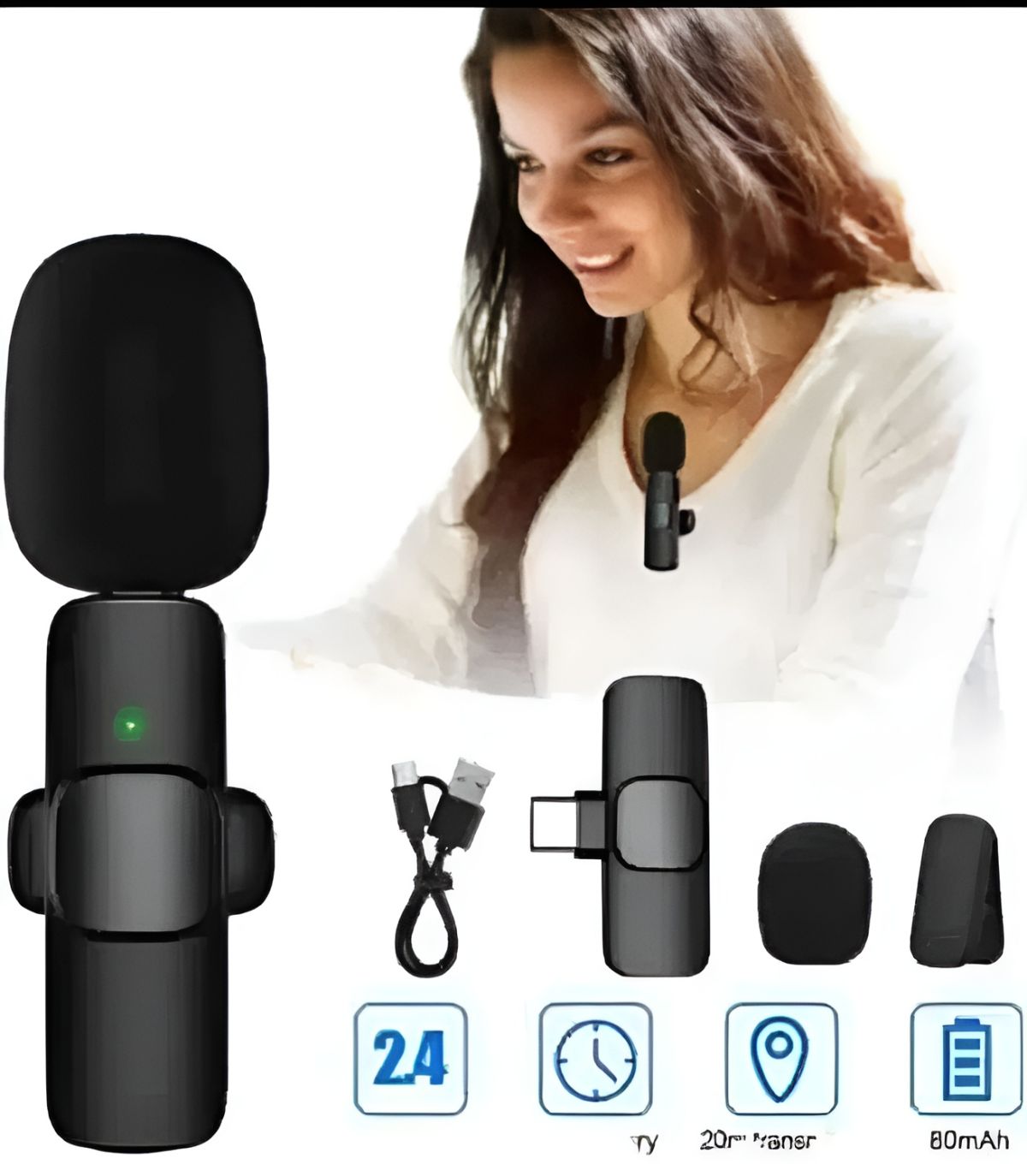 K8 Collar Wireless Microphone Type C Supported View Gallery - Pakistan