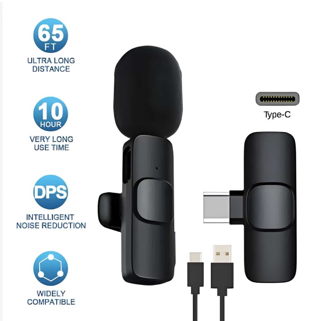 K8 Collar Wireless Microphone Type C Supported View Gallery - Pakistan