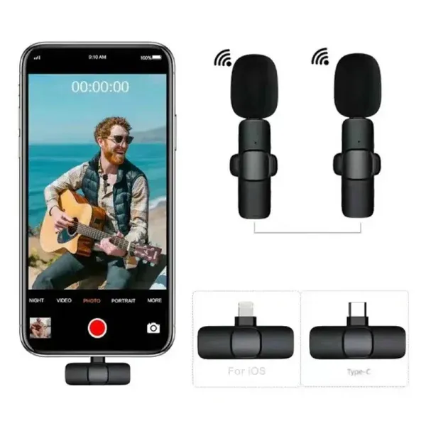 K8 Collar Wireless Microphone Type C Supported View Gallery - Pakistan