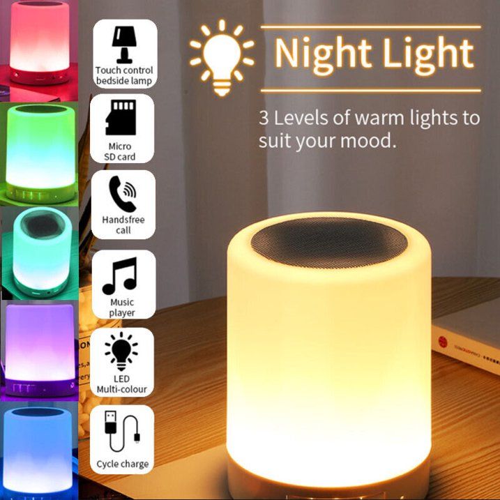 Portable Touch Lamp Bluetooth Speaker | Smart Touch Night Light Desk Lamp Color Changing View Gallery - Pakistan