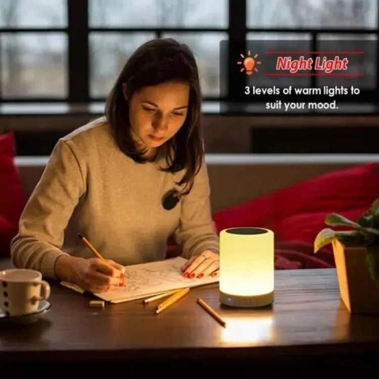 Portable Touch Lamp Bluetooth Speaker | Smart Touch Night Light Desk Lamp Color Changing View Gallery - Pakistan