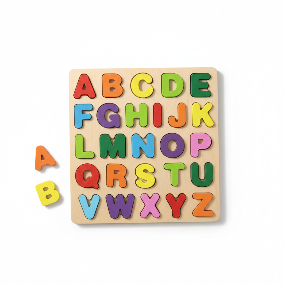 Wooden ABC Alphabet &amp; Shape Puzzle Board For Kids | Colorful Learning Letters Educational Toy