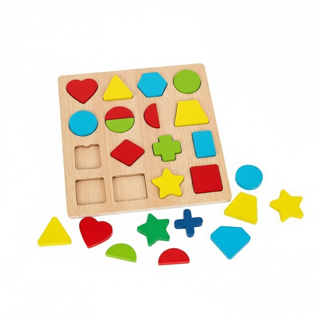 Wooden ABC Alphabet & Shape Puzzle Board For Kids | Colorful Learning Letters Educational Toy View Gallery - Pakistan