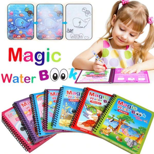 Magic Water Book Painting Drawing Coloring Board Book Doodle &amp;amp; Magic Water Pen(random book )