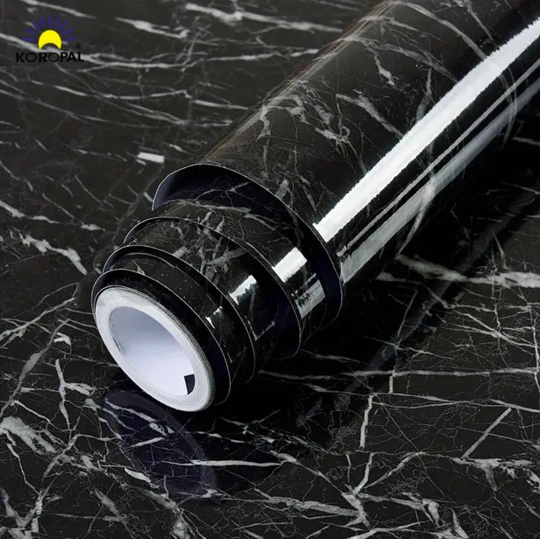 Self Adhesive Black Marble Sheet for Kitchen / Waterproof Anti Oil &amp;amp; Heat Resistant Wallpaper Sheet (Black)