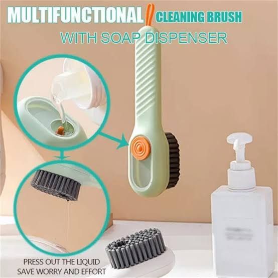 Multi-purpose Shoe Brush Soft Bristle Automatic Liquid Long Handle Cleaning Brush Clothes Board Brush Household Cleaning Tools(random color)