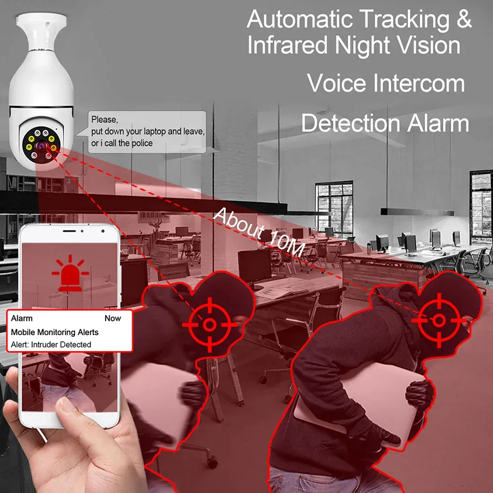 Speed-X Bulb Camera 1080p Wifi 360 Degree Panoramic Night Vision Two-Way Audio Motion Detection View Gallery - Pakistan