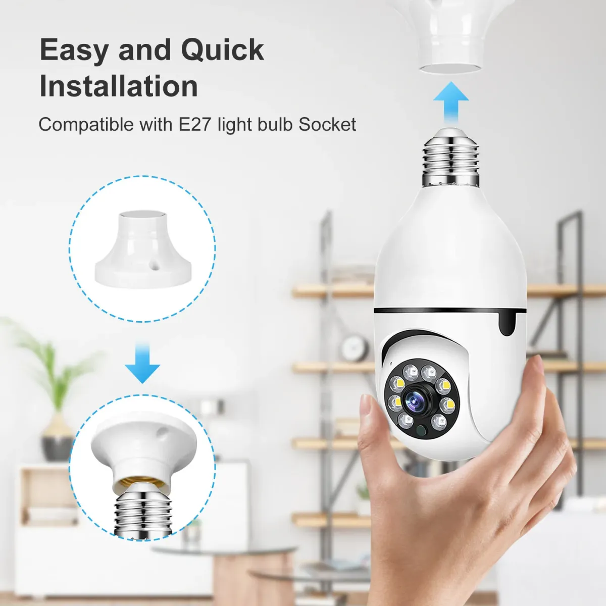 Speed-X Bulb Camera 1080p Wifi 360 Degree Panoramic Night Vision Two-Way Audio Motion Detection View Gallery - Pakistan