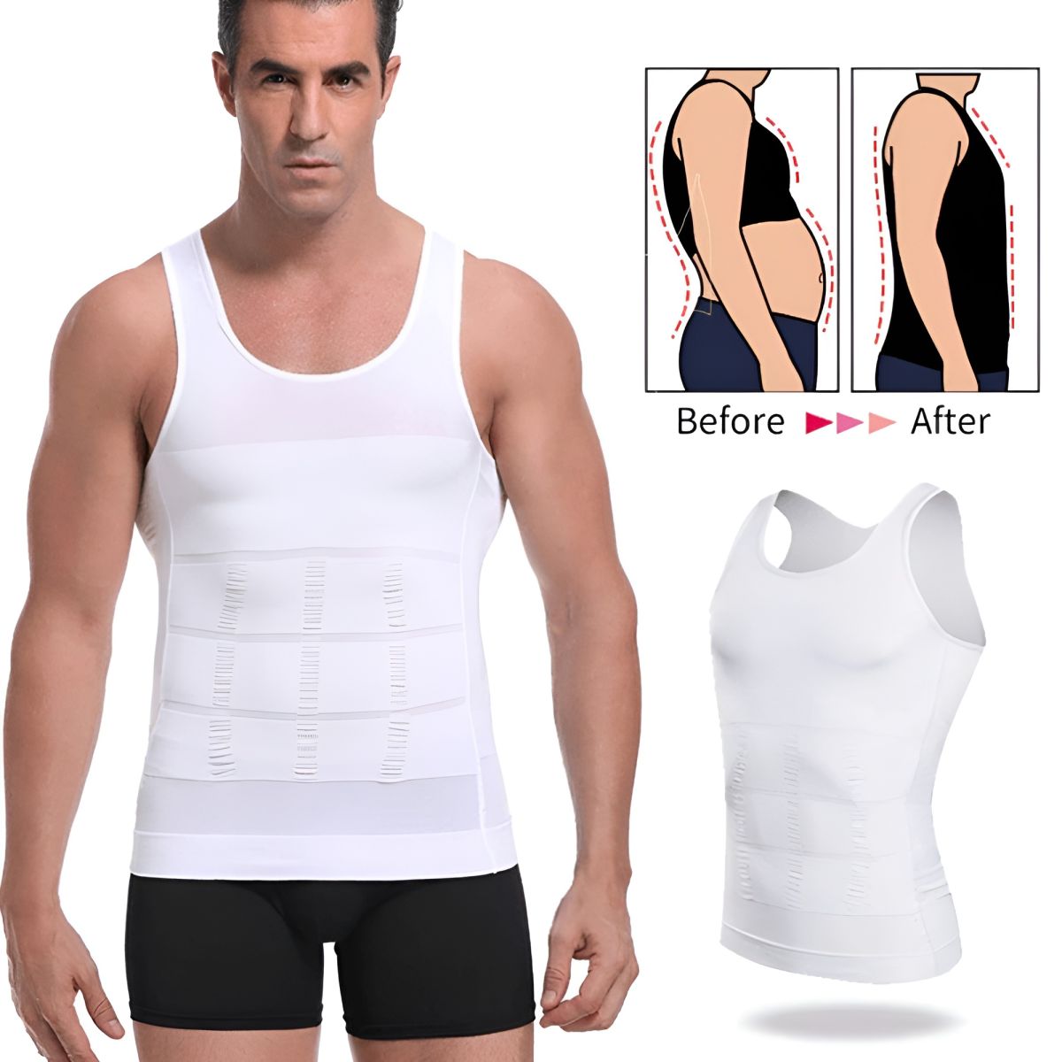 Slim N Fit Body Shaper Vest Shirt – Tank Top Sleeveless Shape wear For Men View Gallery - Pakistan