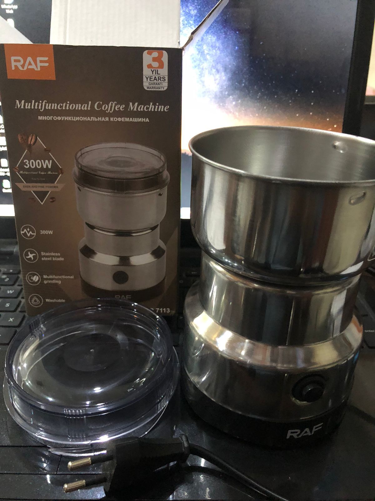 MULTI PURPOSE ELECTRIC COFFEE GRINDER AUTOMATIC COFFEE SPICE  GRINBEANDER STAINLESS STEEL - 150 Watts View Gallery - Pakistan